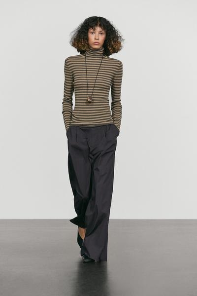 Massimo Dutti Вязаный свитер с водолазкой в полоску