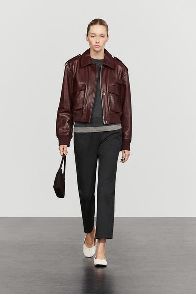 Massimo Dutti Кожаная куртка-напу с карманами