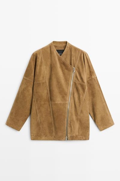 Massimo Dutti Замшевая асимметричная куртка на молнии