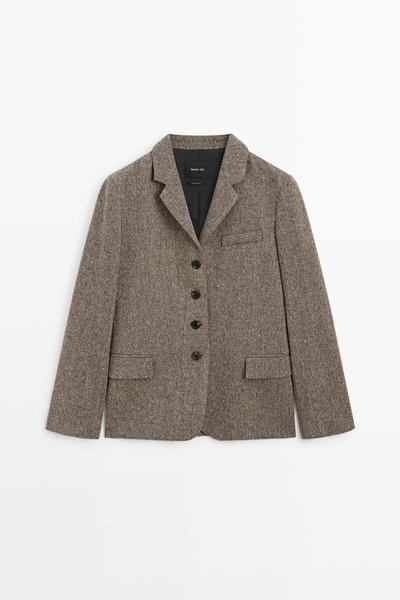 Massimo Dutti Короткий пиджак из смеси шерсти купить с доставкой.