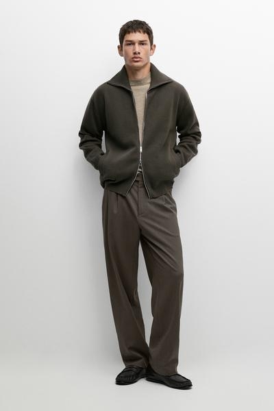 Massimo Dutti Вязаный кардиган на молнии из 100% хлопка купить с доставкой.