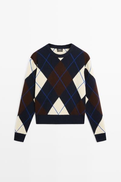 Massimo Dutti Свитер с узором аргайл из 100% шерсти купить с доставкой.
