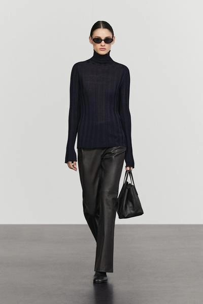 Massimo Dutti Вязаный свитер с имитацией водолазки в рубчик