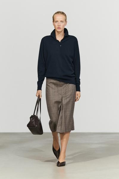 Massimo Dutti Вязаный свитер с высоким воротником и декоративными пуговицами