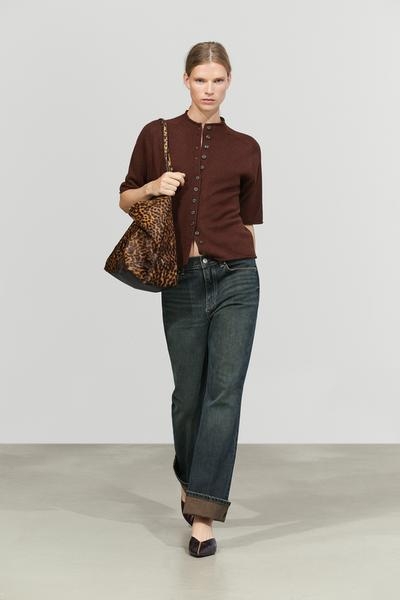 Massimo Dutti Вязаный кардиган с воротником-стойкой из 100% шерсти