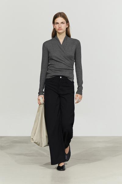 Massimo Dutti Кардиган на запах из хлопка и кашемира
