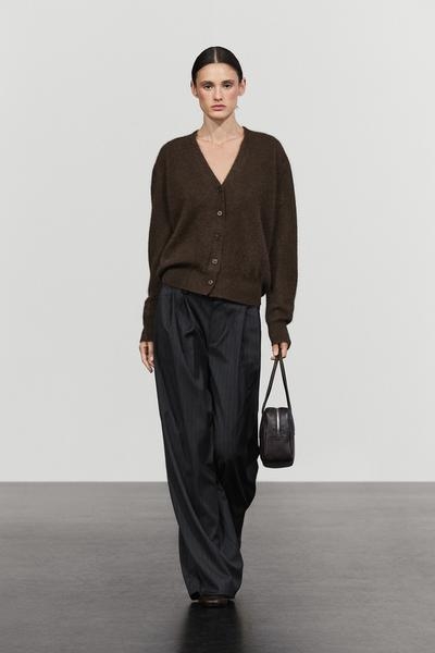 Massimo Dutti Вязаный кардиган с V-образным вырезом из шерстяной смеси