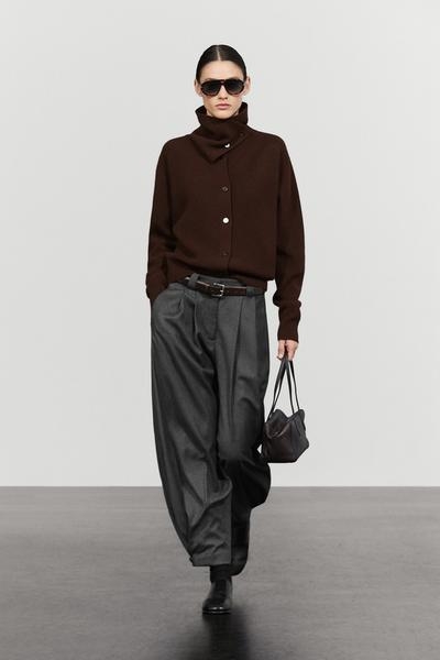Massimo Dutti Кардиган с воротником-трубой из петельной вязки