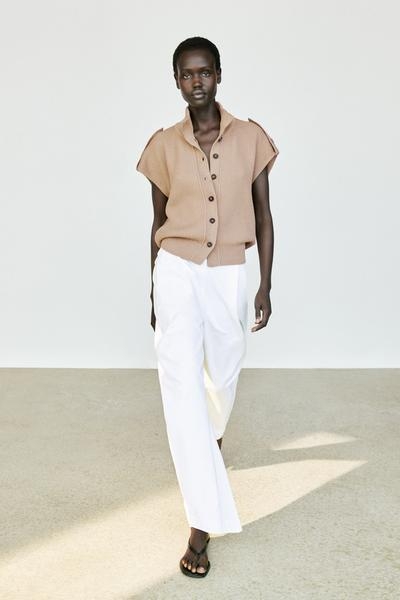 Massimo Dutti Вязаный жилет с пуговицами из 100% хлопка купить с доставкой.