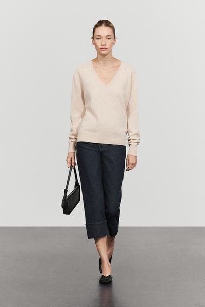 Massimo Dutti Свитер из смеси шерсти с вырезом в форме V