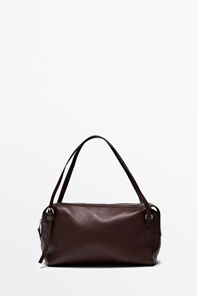 Massimo Dutti Средняя сумка-сэтчел из наппа кожи купить с доставкой.