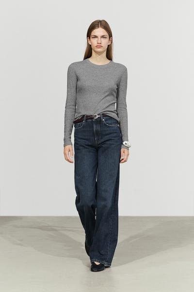 Massimo Dutti Футболка из трикотажа с хлопком и кашемиром MASSIMO DUTTI