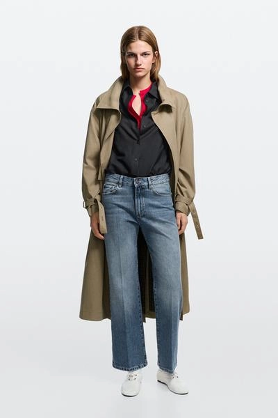 Джинсы massimo dutti средней посадки с укороченными расклешёнными штанинами- Заказать в России
