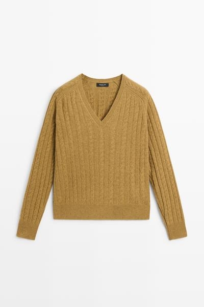 Massimo Dutti Свитер из смесовой шерсти с узором косы купить с доставкой.