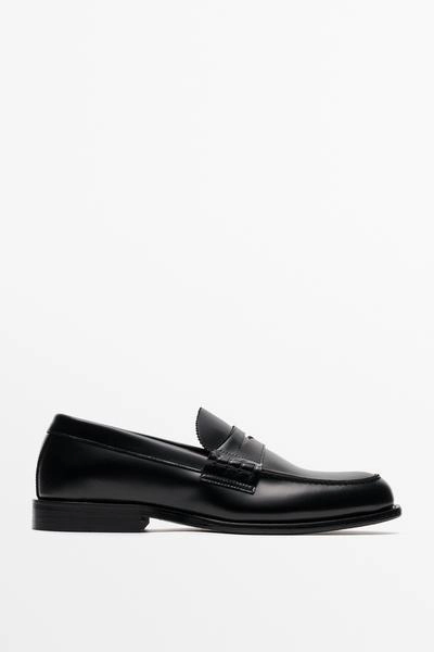 Кожаные лоферы с монетницей massimo dutti