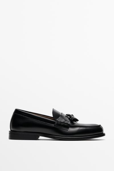 Massimo Dutti Кожаные лоферы с кисточками купить с доставкой.
