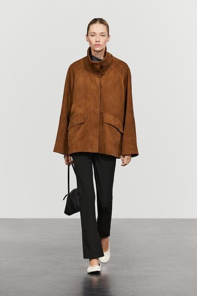 Massimo Dutti Пальто из нубука с высоким воротником купить с доставкой.