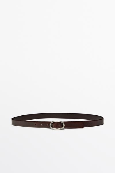 Massimo Dutti Ремень из кожи наппа с овальной пряжкой