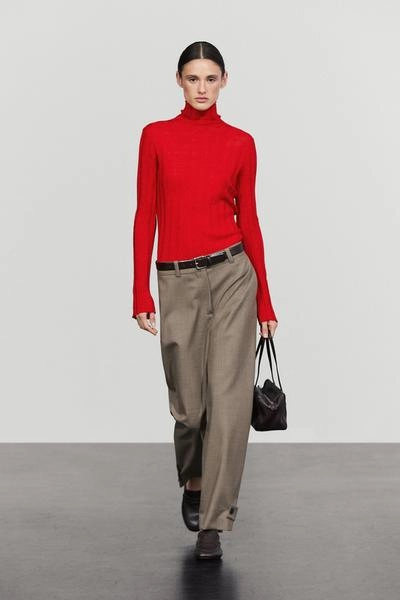 Massimo Dutti Брюки с отстрочкой из 100% шерсти с деталями на подоле