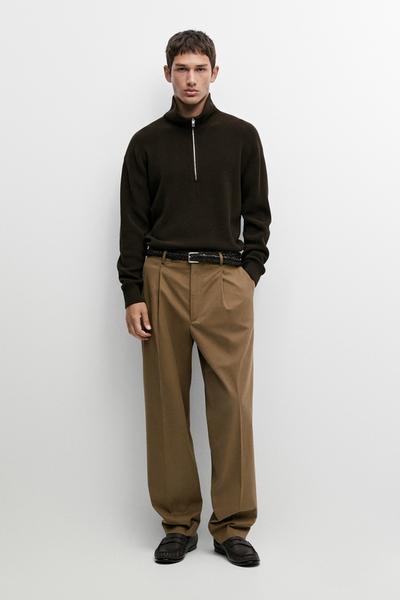 Massimo Dutti Брюки свободного кроя из хлопкового материала купить с доставкой.