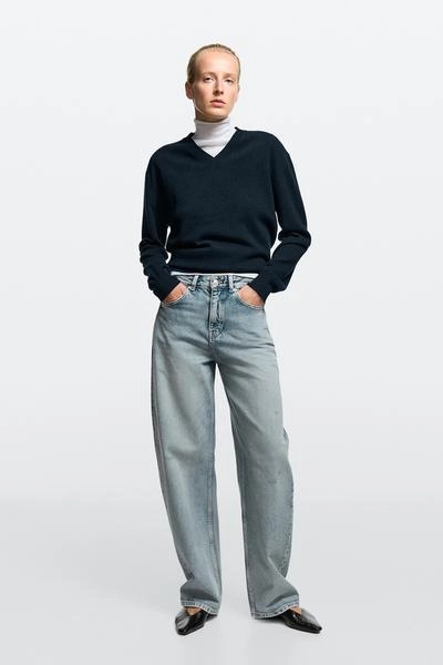 Mid-waist barrel fit jeans- Заказать в России