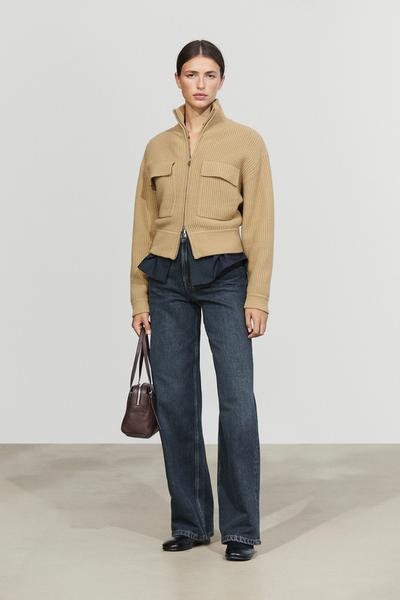 Massimo Dutti Вязаный кардиган на молнии из хлопка