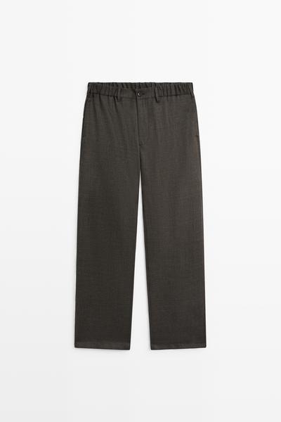 Massimo Dutti Штаны свободного кроя из 100% шерсти с эластичным поясом купить с доставкой.