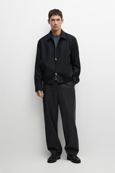 Massimo Dutti Бомбер из 100% шерсти с отделкой из замши