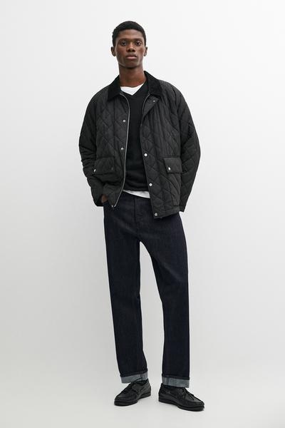 Massimo Dutti Стеганая куртка с вельветовым воротником