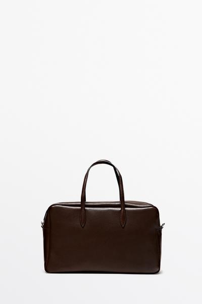 Massimo Dutti Средняя дорожная сумка из кожи наппа