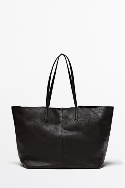 Massimo Dutti Большая сумка-тоут из кожи наппа
