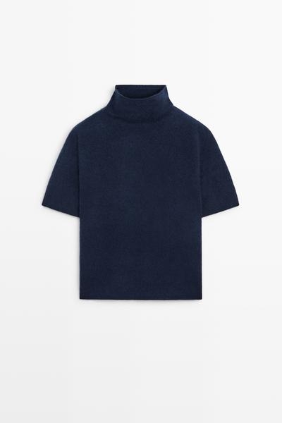 Massimo Dutti Вязаный свитер оверсайз с короткими рукавами из 100% шерсти купить с доставкой.