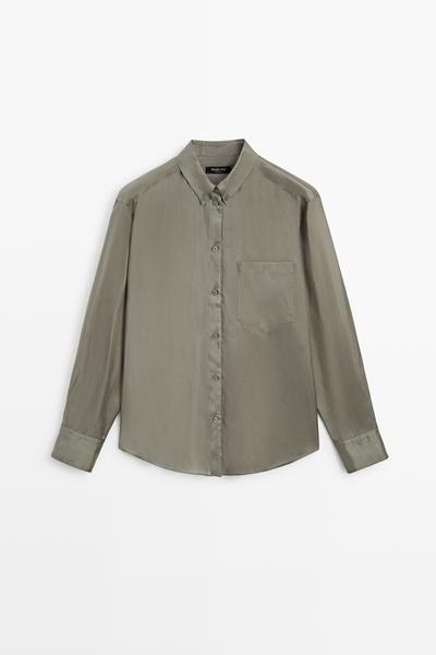 Massimo Dutti Блузка из струящейся ткани с карманом