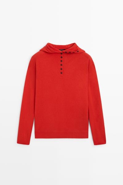 Massimo Dutti Вязаный свитер с капюшоном и пуговицами купить с доставкой.