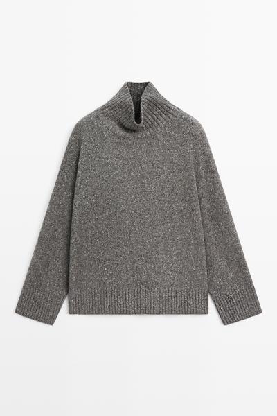 Massimo Dutti Вязаный свитер с высокой горловиной из шерстяной смеси