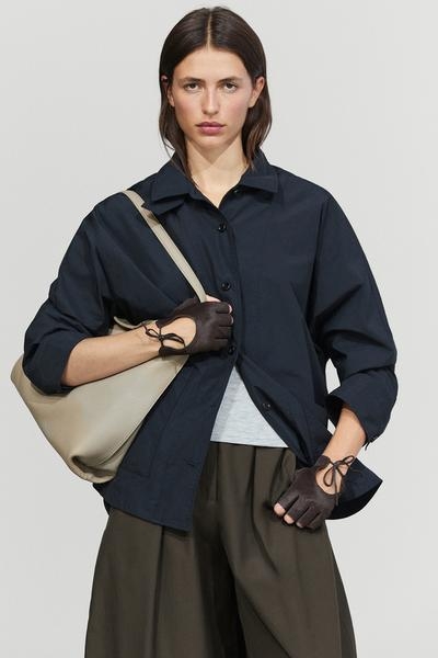 Massimo Dutti Перчатки из кожи и меха в байкерском стиле