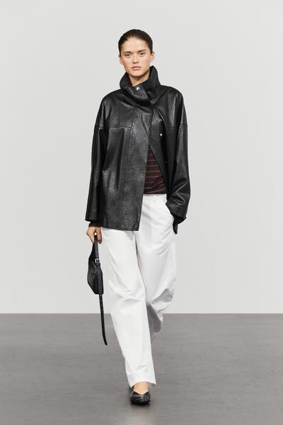 Massimo Dutti Кожаная куртка с высоким воротником