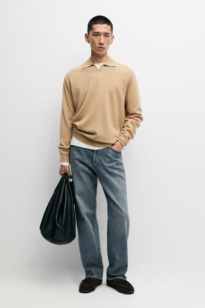 Massimo Dutti Вязаный поло-свитер из 100% шерсти купить с доставкой.