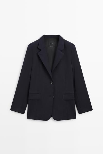 Massimo Dutti Блейзер с высоким воротником из замши и шерсти купить с доставкой.