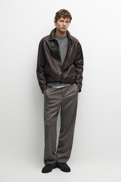 Massimo Dutti Куртка из кожи наппа с застёжками-тогглами купить с доставкой.