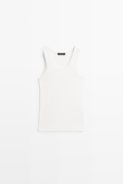 Massimo Dutti Футболка с круглым вырезом из хлопкового микса