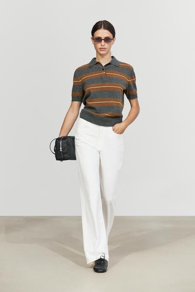 Massimo Dutti Поло с коротким рукавом из полосатой шерсти купить с доставкой.