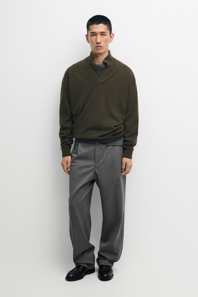 Massimo Dutti Свитер из 100% кашемира с высоким и V-образным вырезом