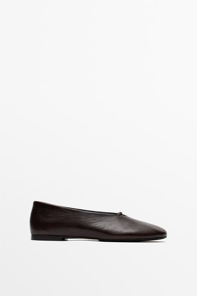 Massimo Dutti Мягкие кожаные балетки купить с доставкой.