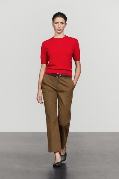 Massimo Dutti Вязаный свитер с короткими рукавами из шерстяной смеси купить с доставкой.