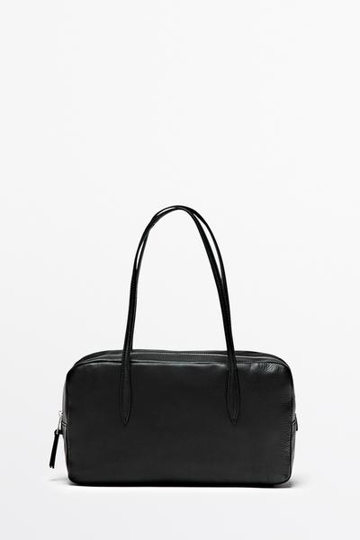 Massimo Dutti Мини-сумка-дафл из кожи наппа