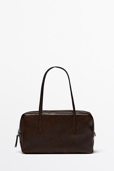 Massimo Dutti Миниатюрная сумка-тоут из кожи наппа