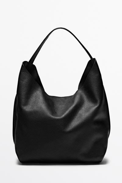 Massimo Dutti Средняя сумка через плечо из кожи наппа