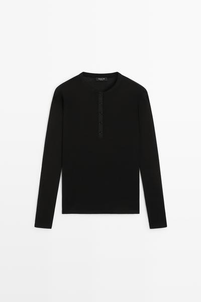 Massimo Dutti Футболка-хенли с пуговицами купить с доставкой.