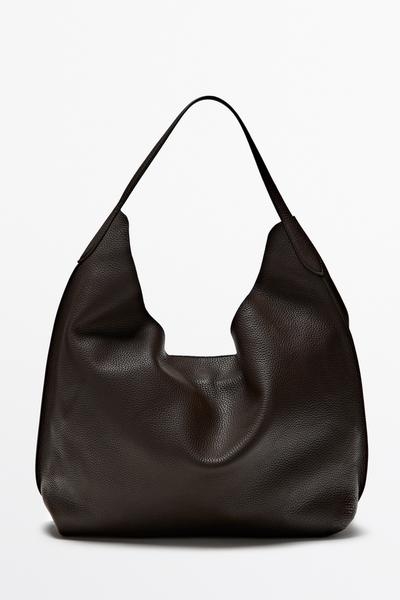 Massimo Dutti Кожаная сумка через плечо из наппы купить с доставкой.